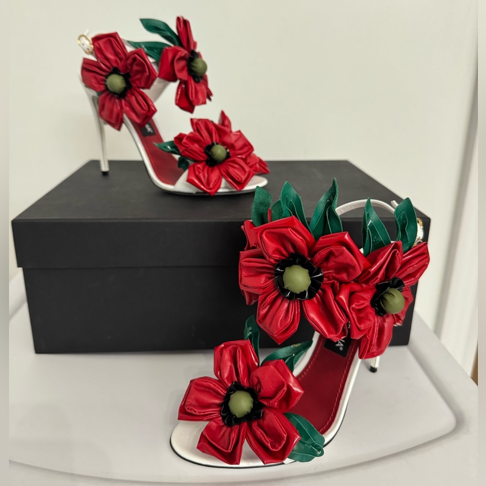 Dolce & Gabbana Red and Green Floral Heels. Only few made. BRAND NEW  size 8.5